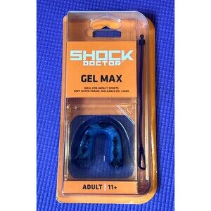 NIB Shock Doctor mouthguard Gel Max Adult 11+ Tether Included sports football US